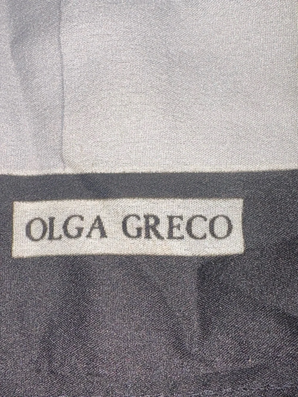 Olga Greco Vintage Geometric Square Silk Scarf Black Gray Red Art Deco Chic
